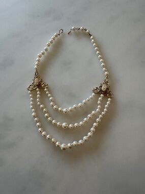 Monet 3 Strands Faux Pearl Necklace